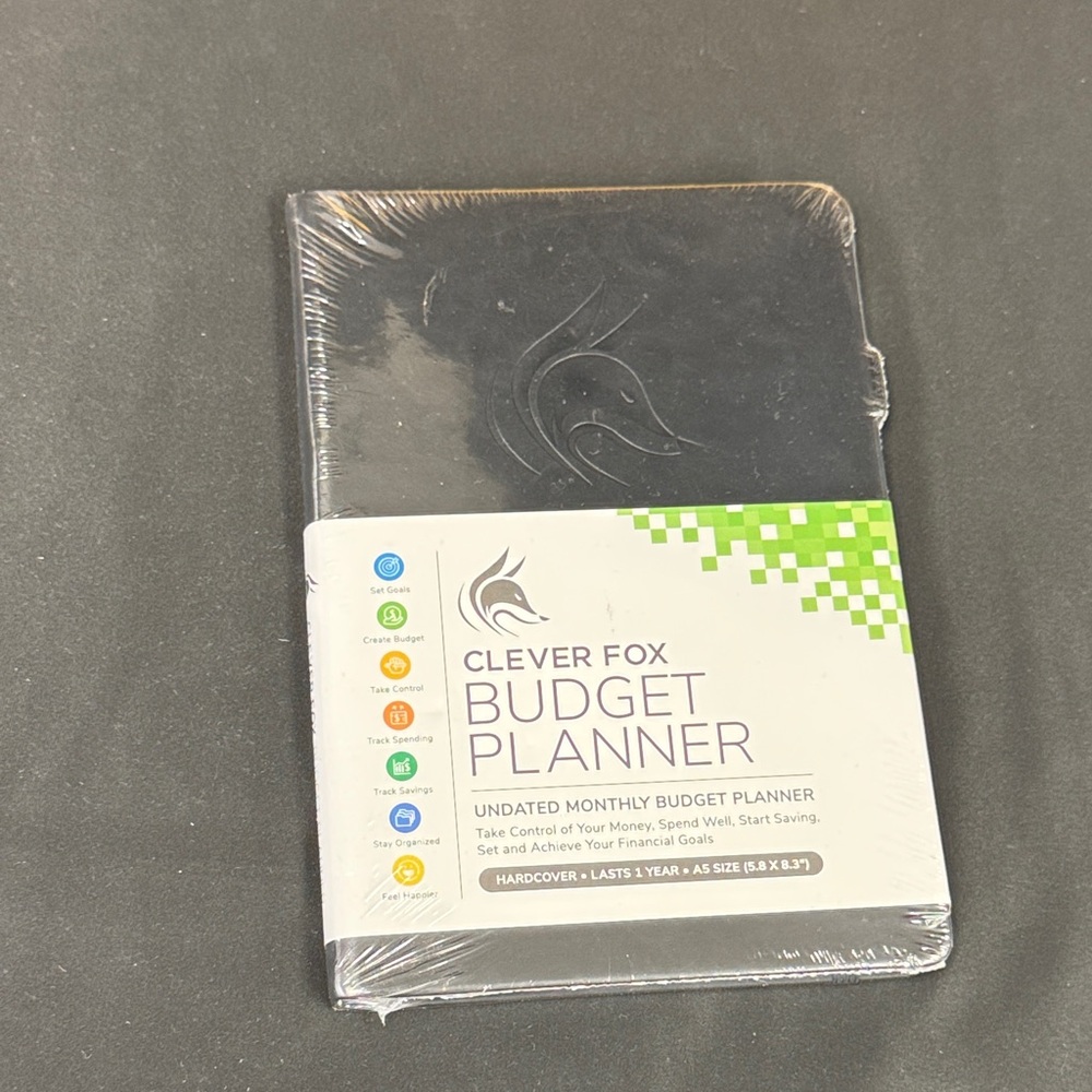 Clever Fox Black Budget Planner updated monthly budget planner hardcover 5.8x8.3